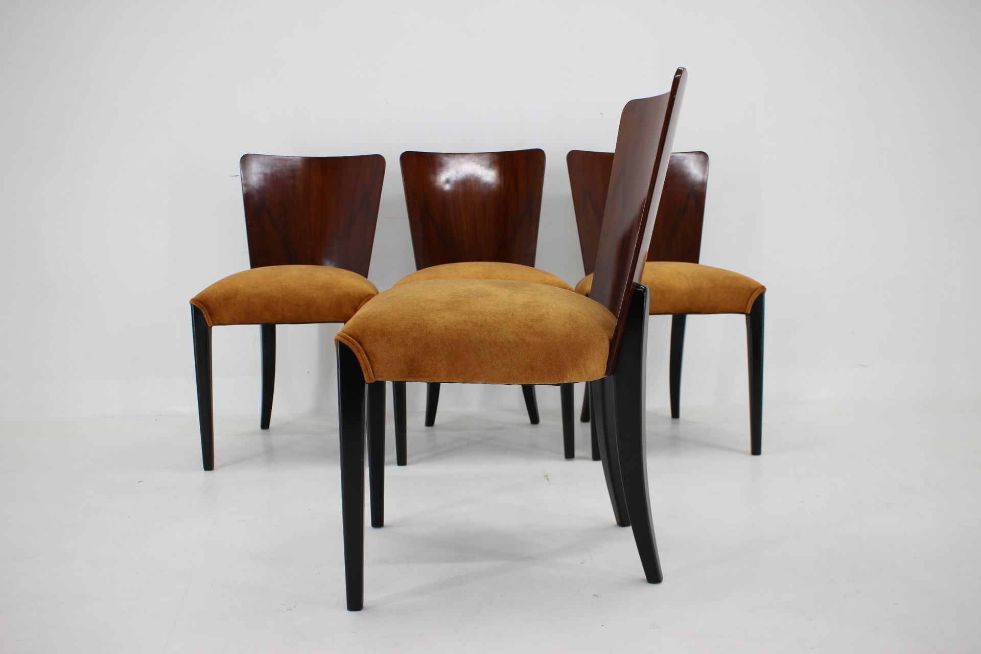 1950s Jindrich Halabala dining chairs H-214 for UP Závody set of 4