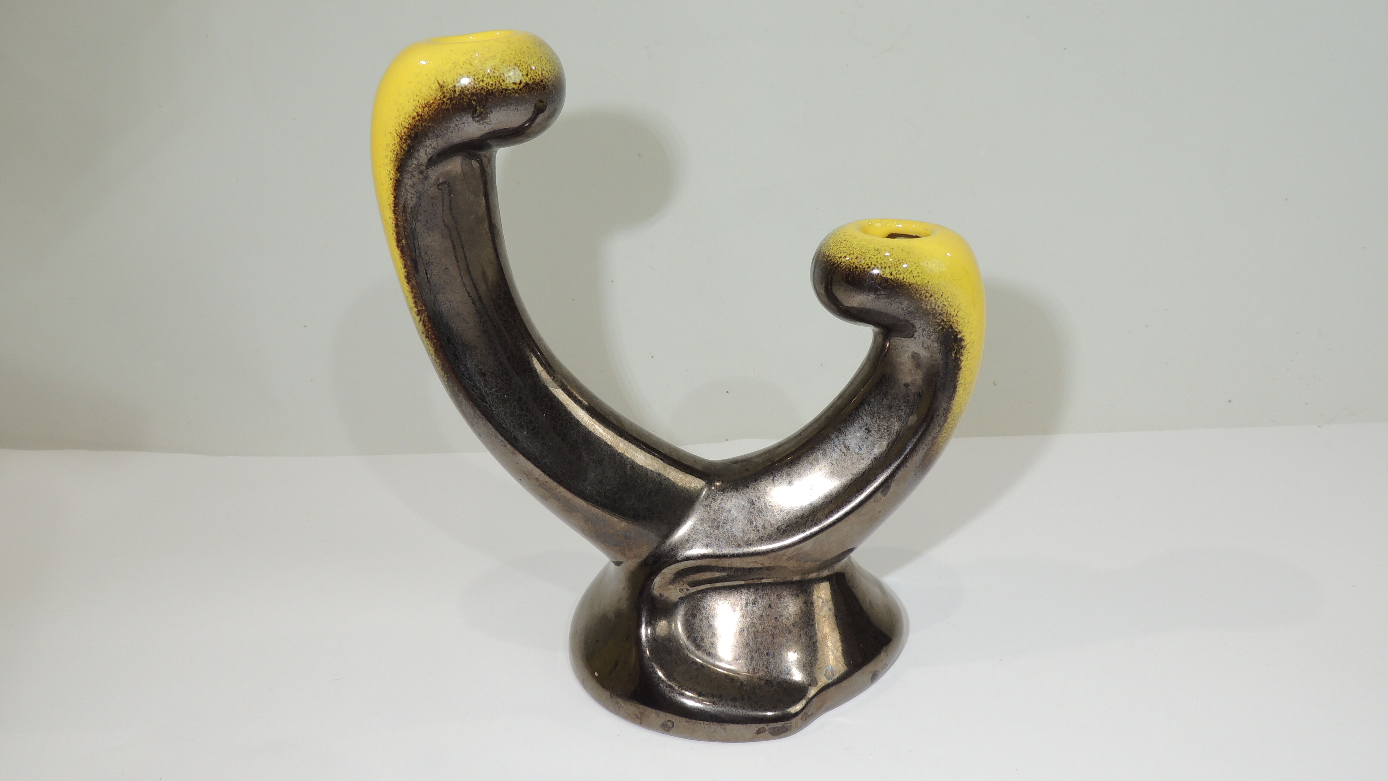 Candle holder Vallauris Ceramidi design 1950 vintage