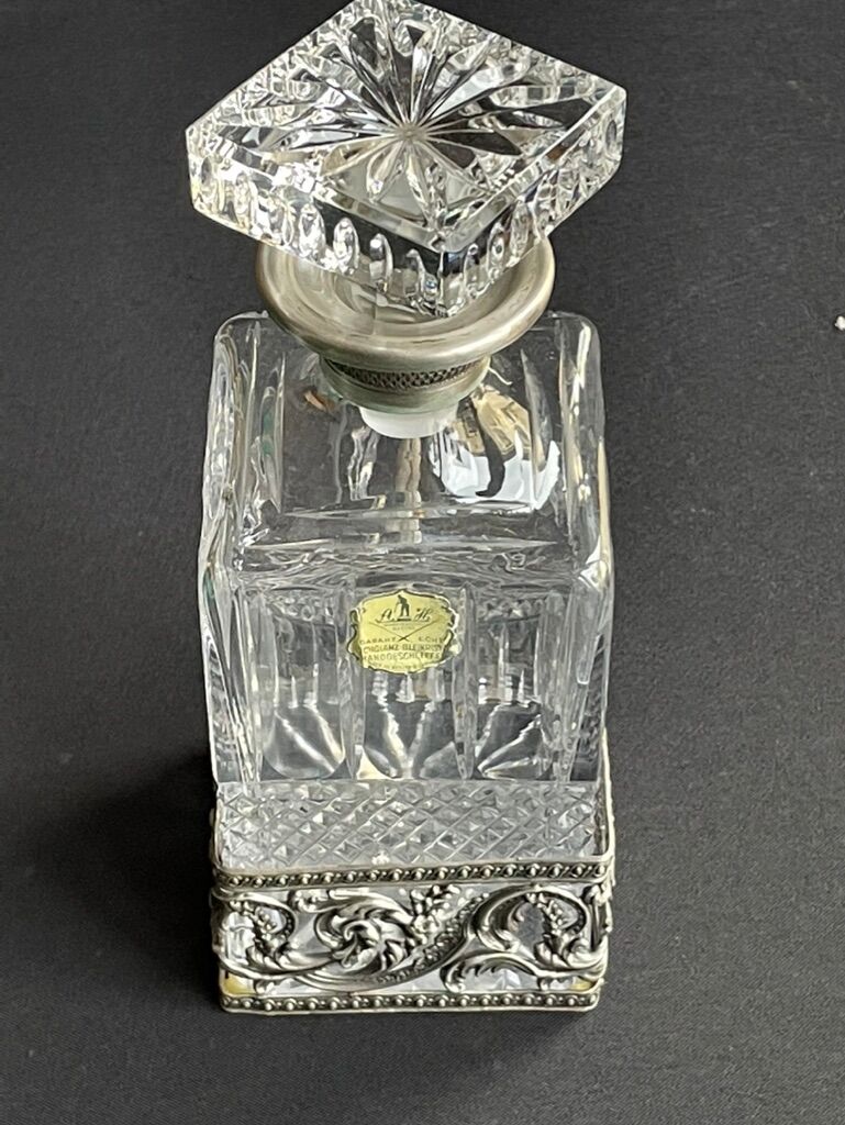 Decanter with handle frame Crystal factory A H (Western Germany)