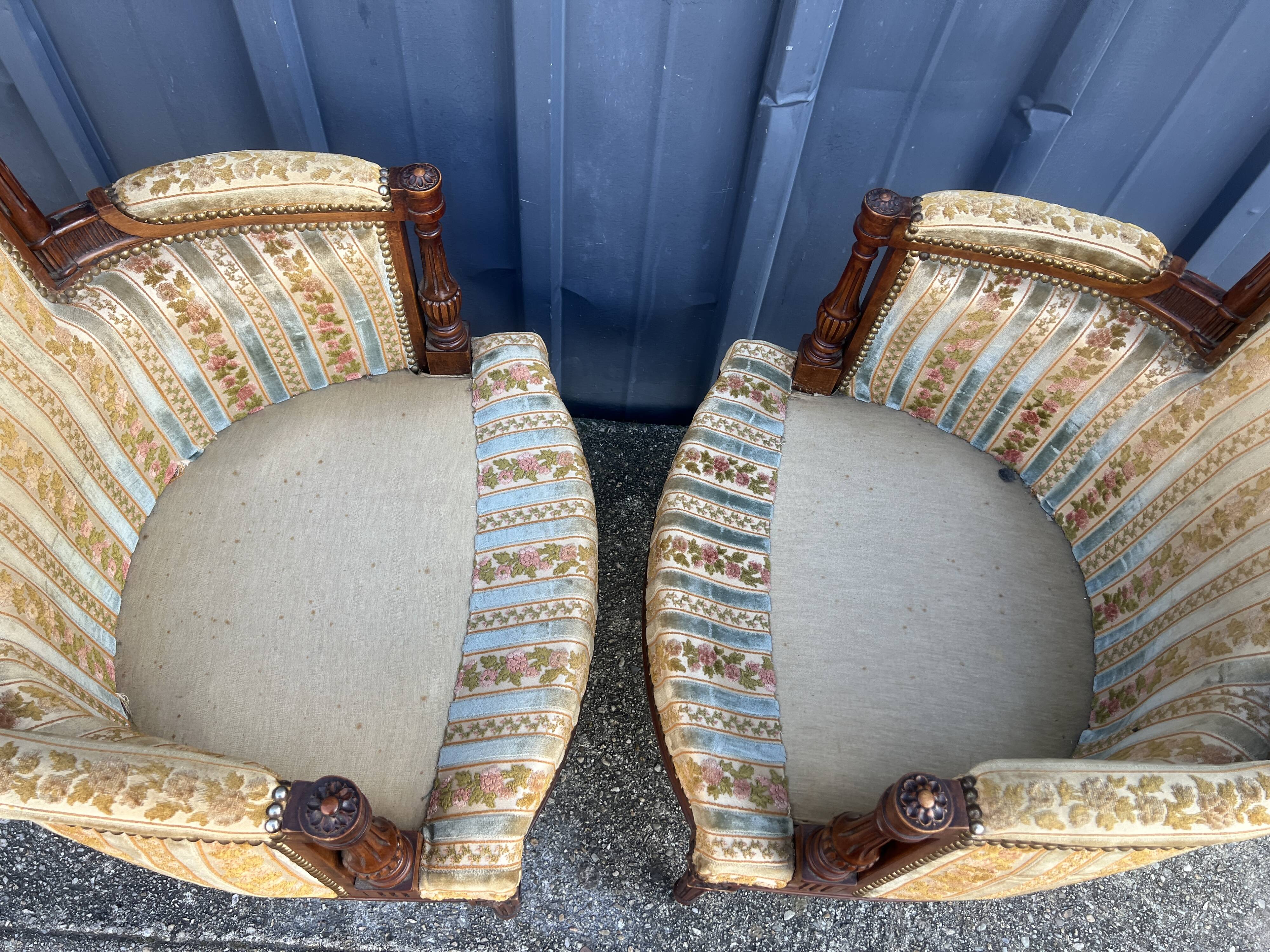 Pair of Louis XVI style armchairs