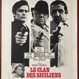 Original canvas-covered cinema poster "Le Clan des Siciliens" Delon Gabin, Ventura 41x57cm 1969