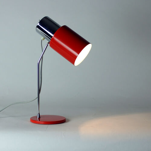 Lampe de table en chrome et métal rouge, par Josef Hurka pour Napako 1960s