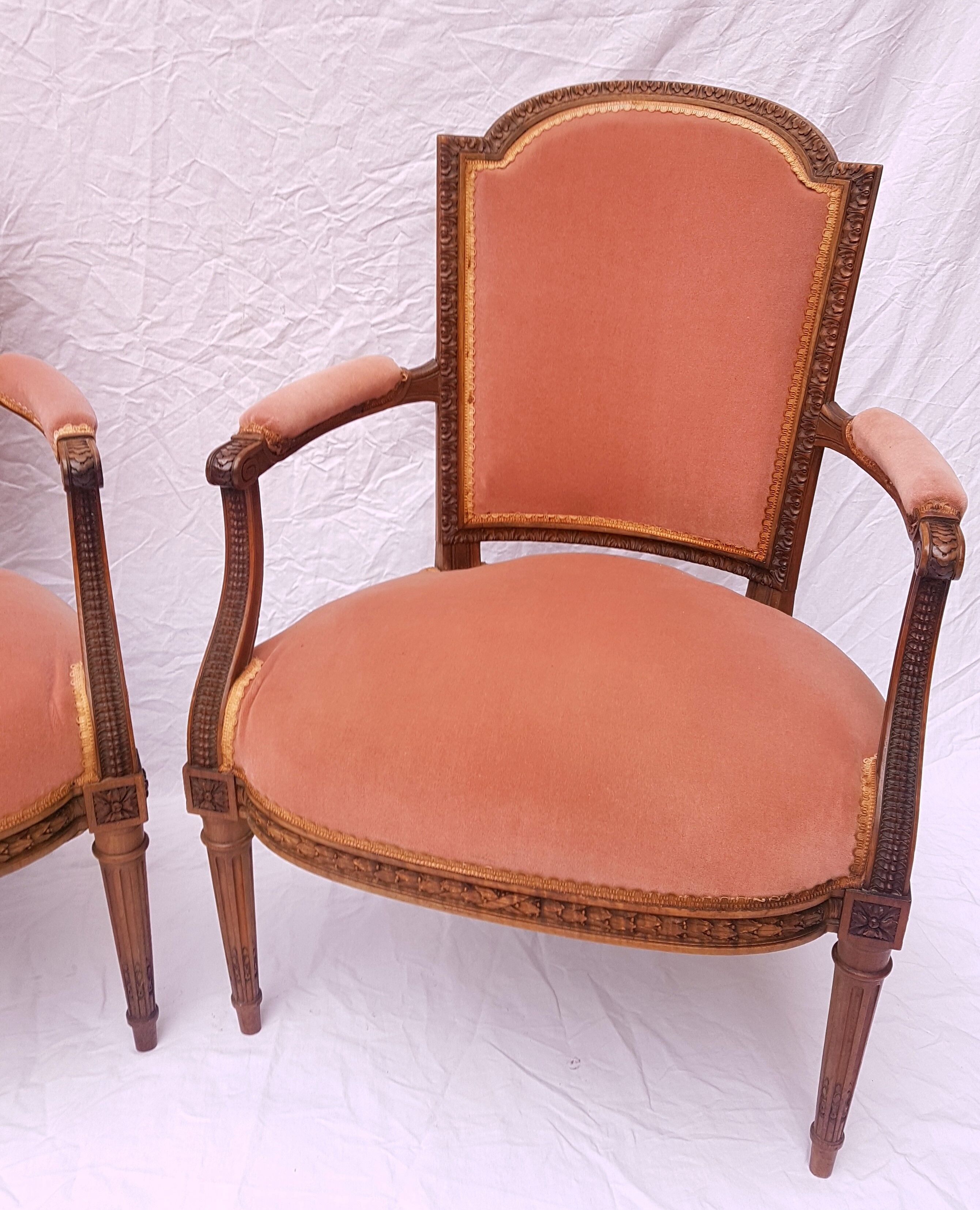Pair of Louis XVI-style convertible armchairs