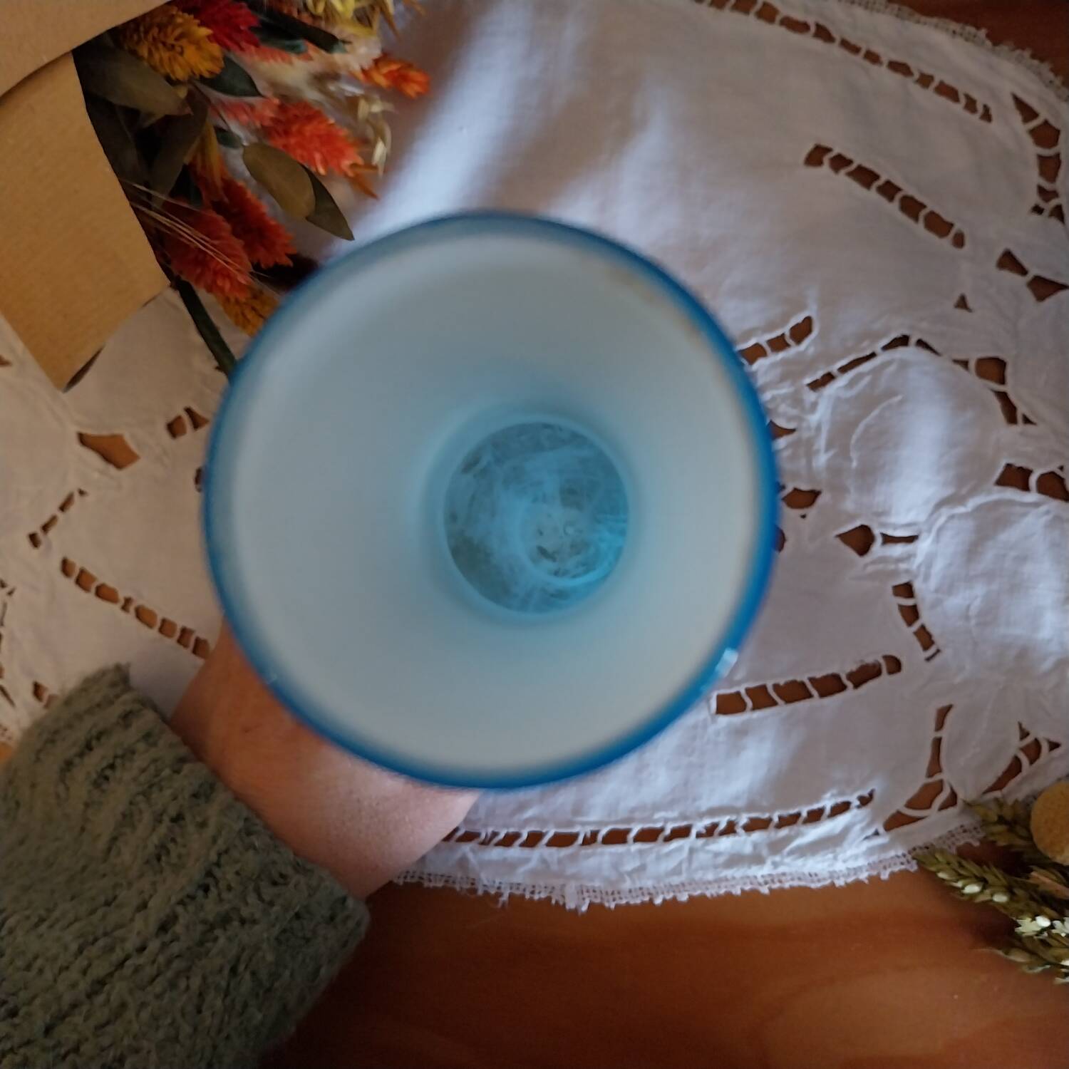 Soliflor in opalescent blue vintage opaline