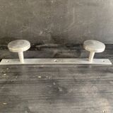 Aluminium Art Deco towel rack and wall hooks, 1940.