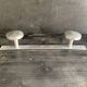 Aluminium Art Deco towel rack and wall hooks, 1940.