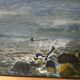 Huile sur toile originale "Rivière" par Lars Herder vintage et encadrée 37×28cm