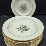 Service of 12 vintage deep plates L'Amandinois Floral Decoration and Gilding
