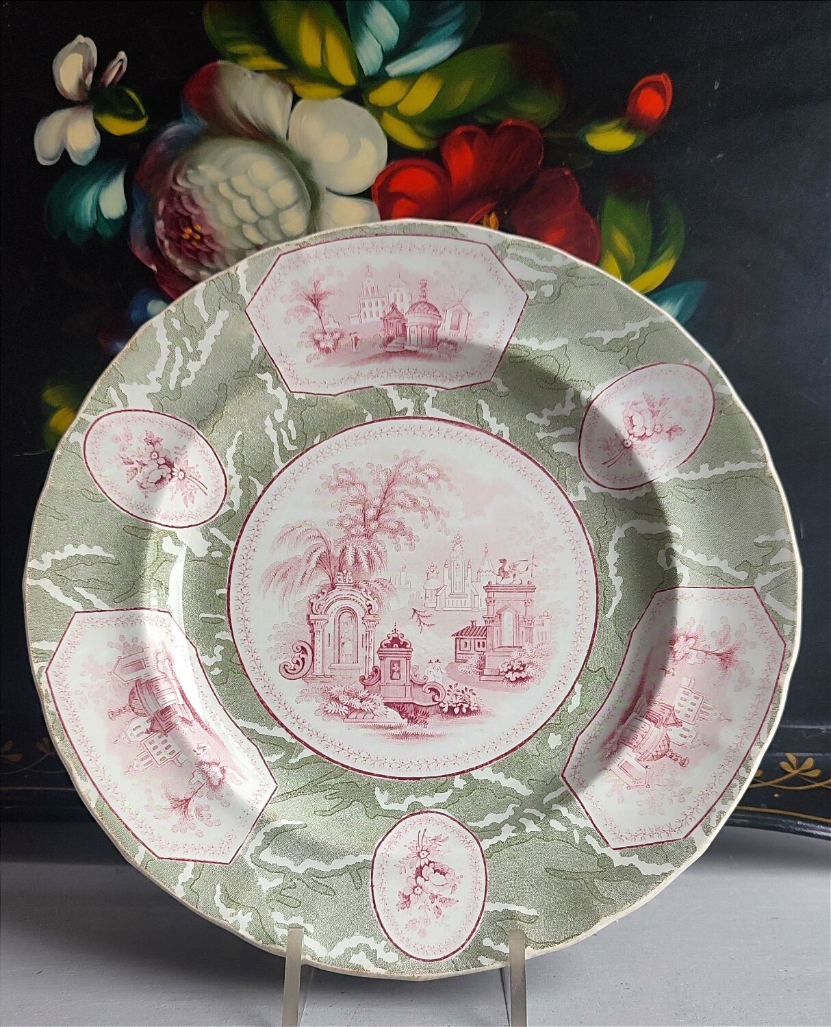 Set of 4 antique plates - Creil & Montereau - Opaque porcelain -