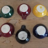 Set of 6 individual colorful vintage ashtrays in earthenware of Saint Clement