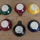 Set of 6 individual colorful vintage ashtrays in earthenware of Saint Clement