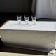 Set of 3 vintage stemmed glasses in clear glass H14 D10