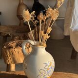 Carafe blanche peinte bouquet bleu et jaune H22