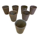 Série De 7 Tasses Gobelets DIGOIN Grès Beige Made In France Vintage #E