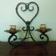 Real wrought iron wall sconce assembled and uns welded, porcelain and brass sleeves -1930/40