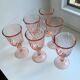 Set of 6 vintage Rosaline twisted pink glass wine glasses