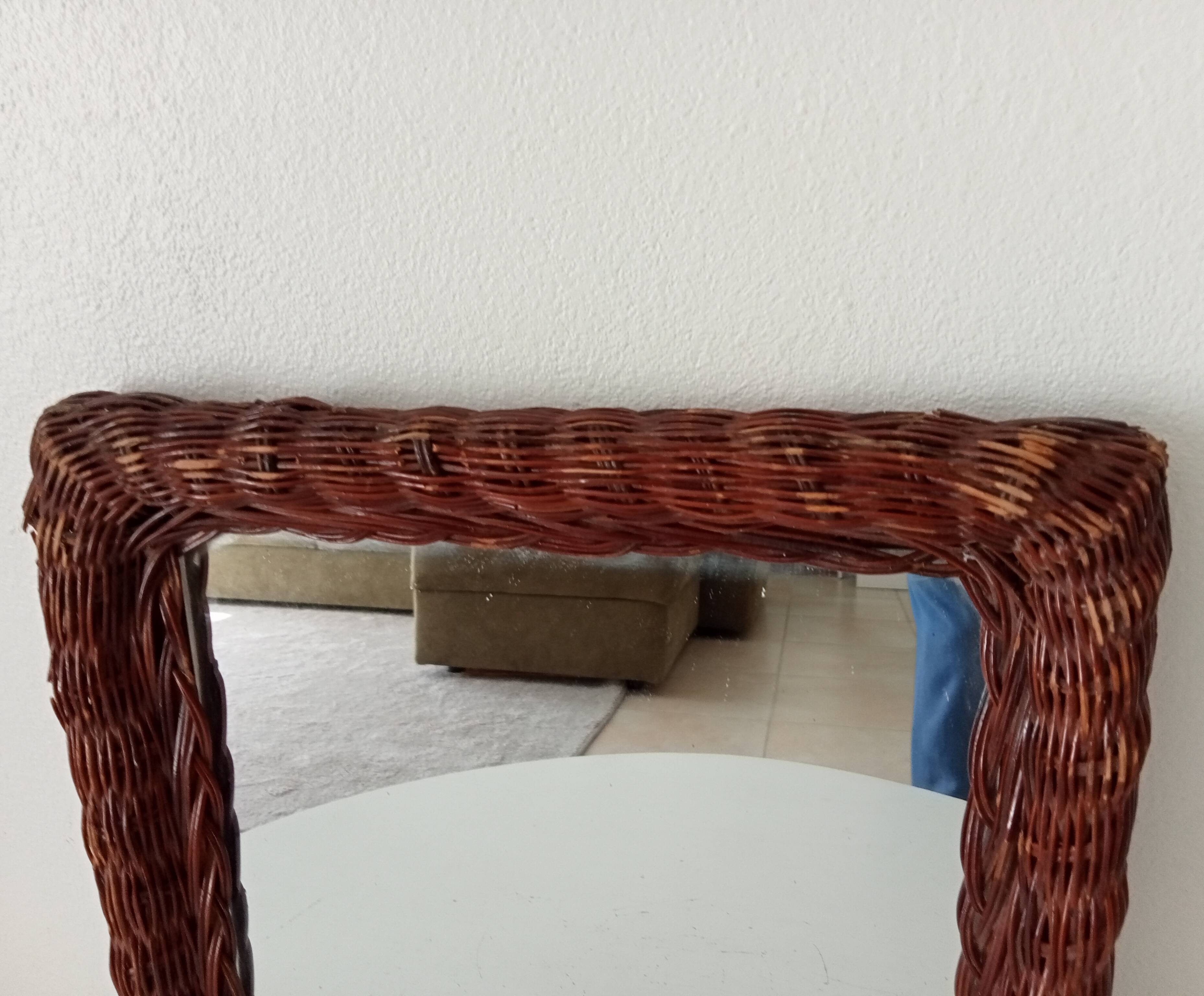 Vintage wicker mirror