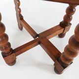 Antique French octangular folding table in solid oak, ca. 1850