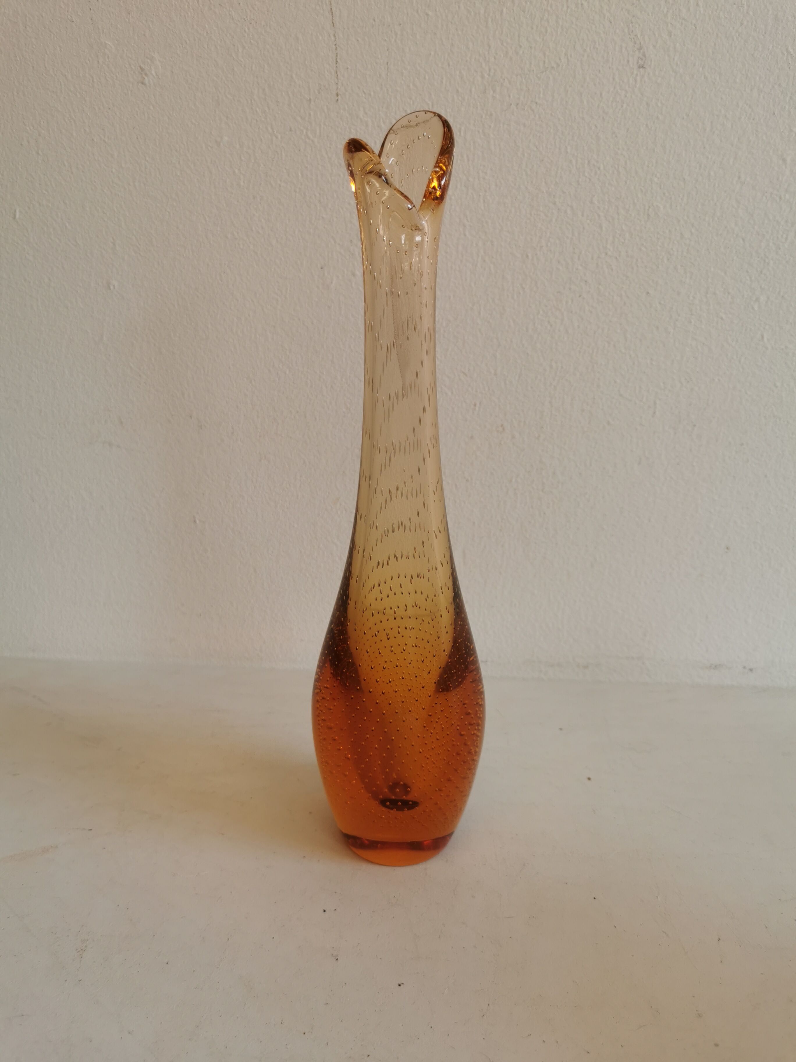 Golden orange orchid vase from Kastrup Glassworks 1950