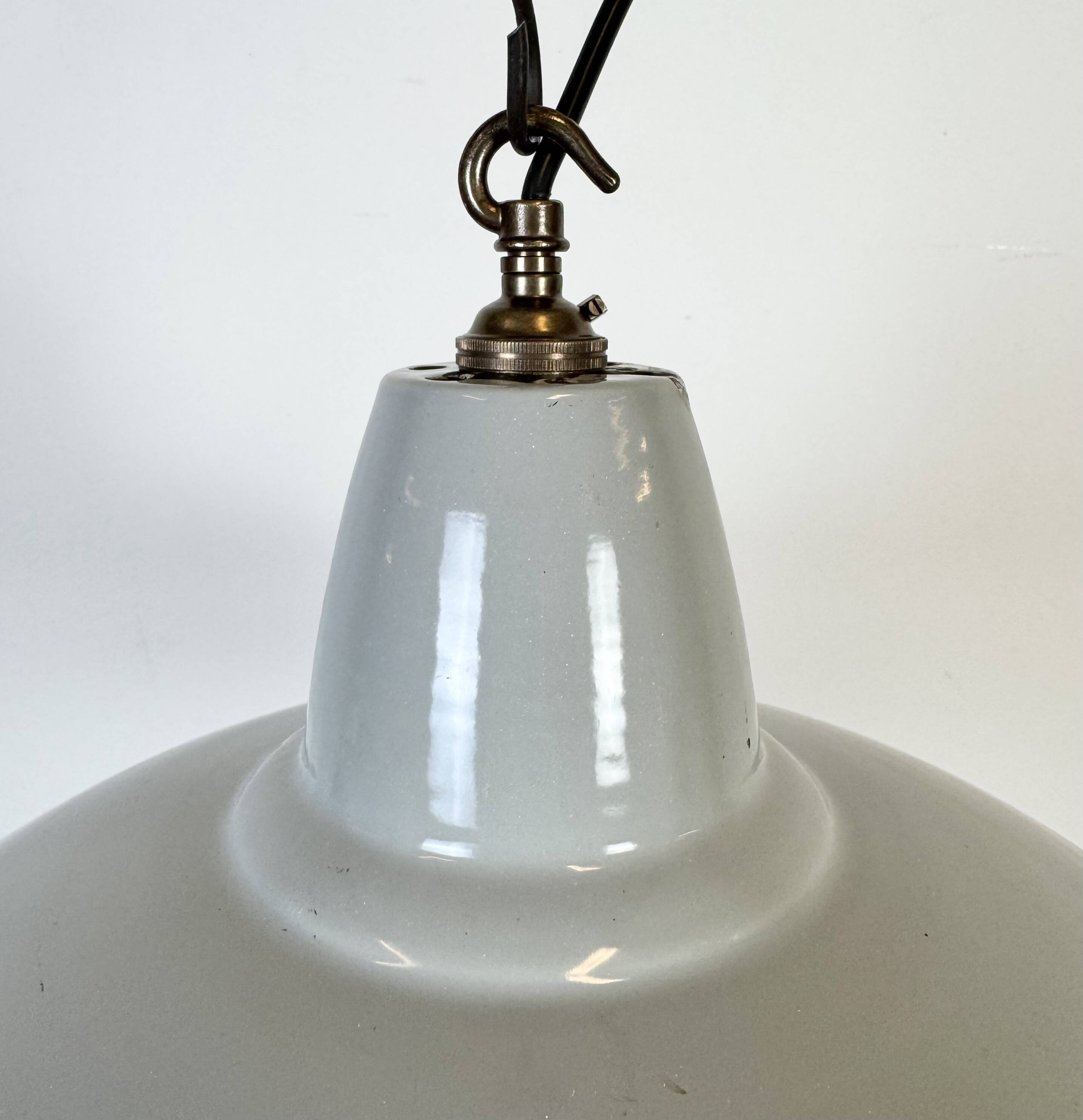 Industrial Grey Enamel Factory Pendant Lamp from Thorlux, 1960s