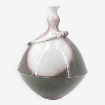 Signed spinning top vase in porcelain, 1970s