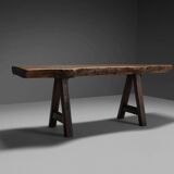 Rustic brutalist table Mobichalet in solid oak, Belgium 1960s