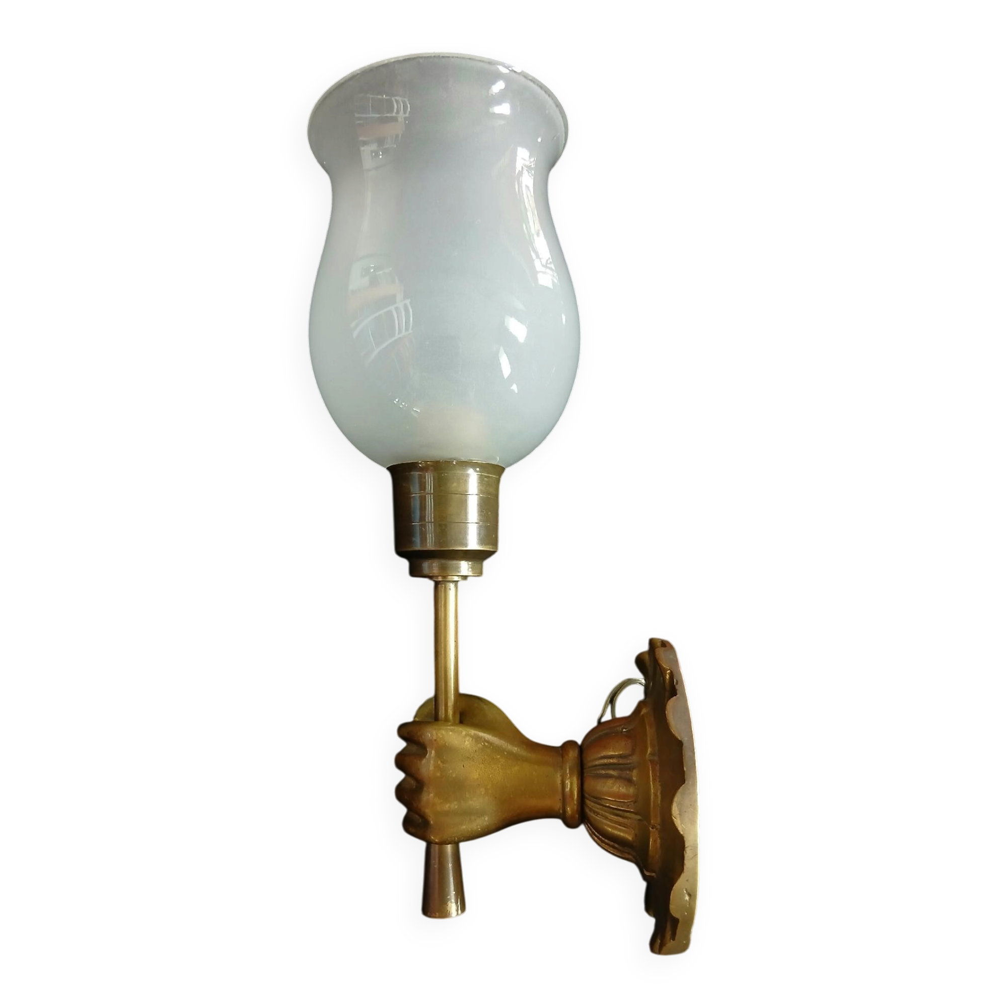 Belle applique main  , torche , bronze doré