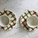 Duo de tasses et sous-tasses à café motif écossais / vichy années 50