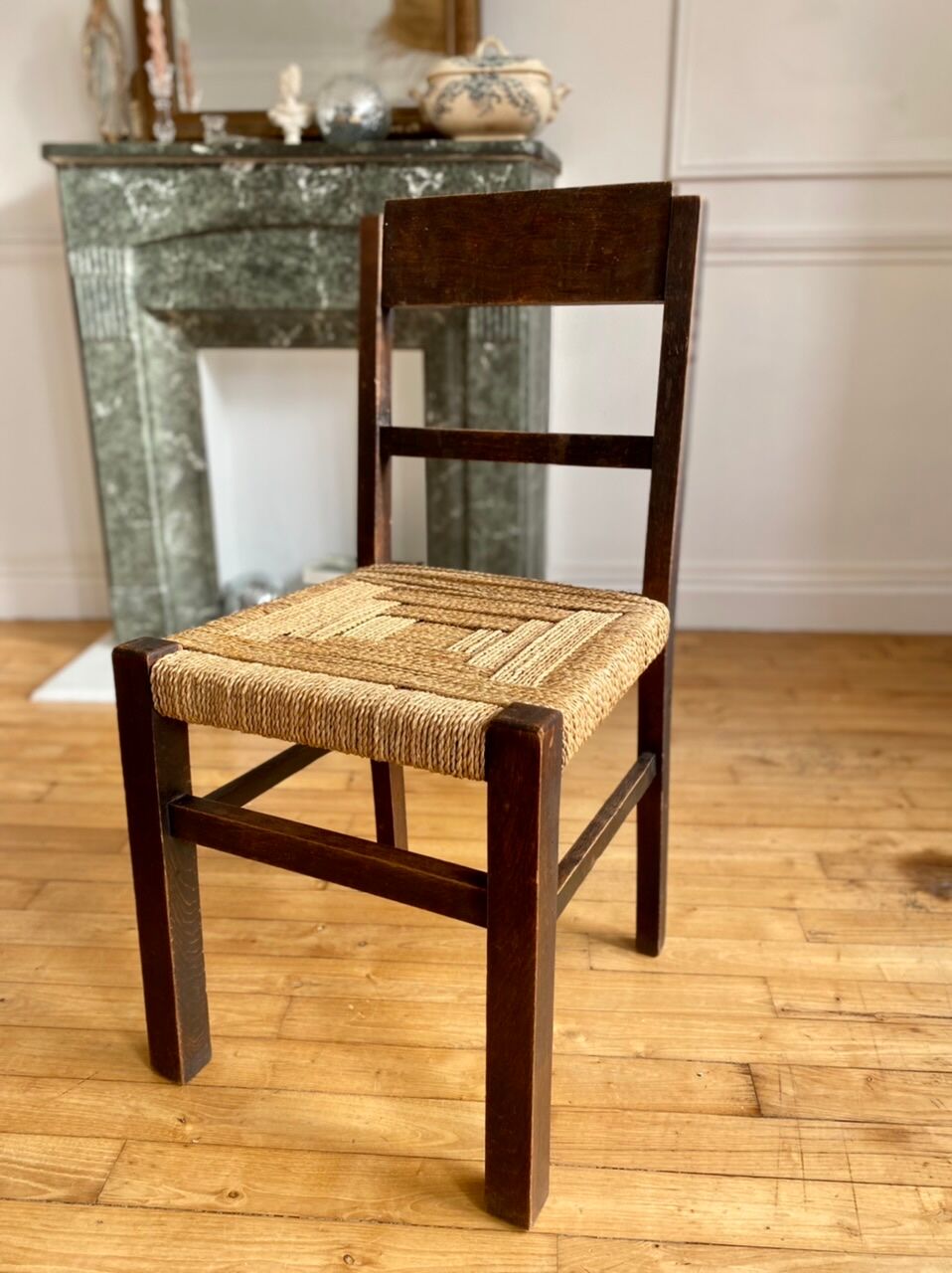 Paire de chaises bois et corde