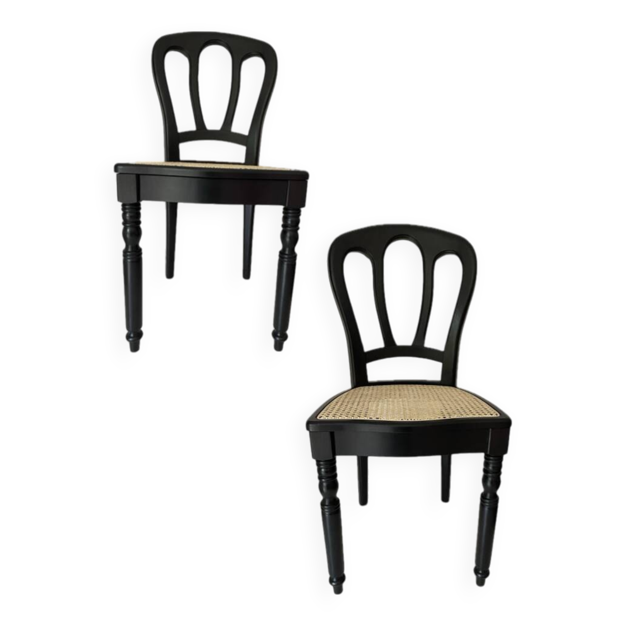 Pair of Baumann caned chairs