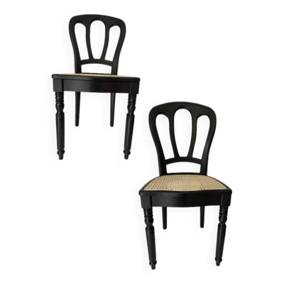 Paire de chaises Baumann cannées