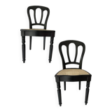 Pair of Baumann caned chairs