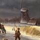 Huge oil painting on canvas Dutch school winter landscape 164x132