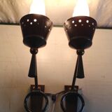 Polished varnished bronze wall lights from the Lunel house - 1950s