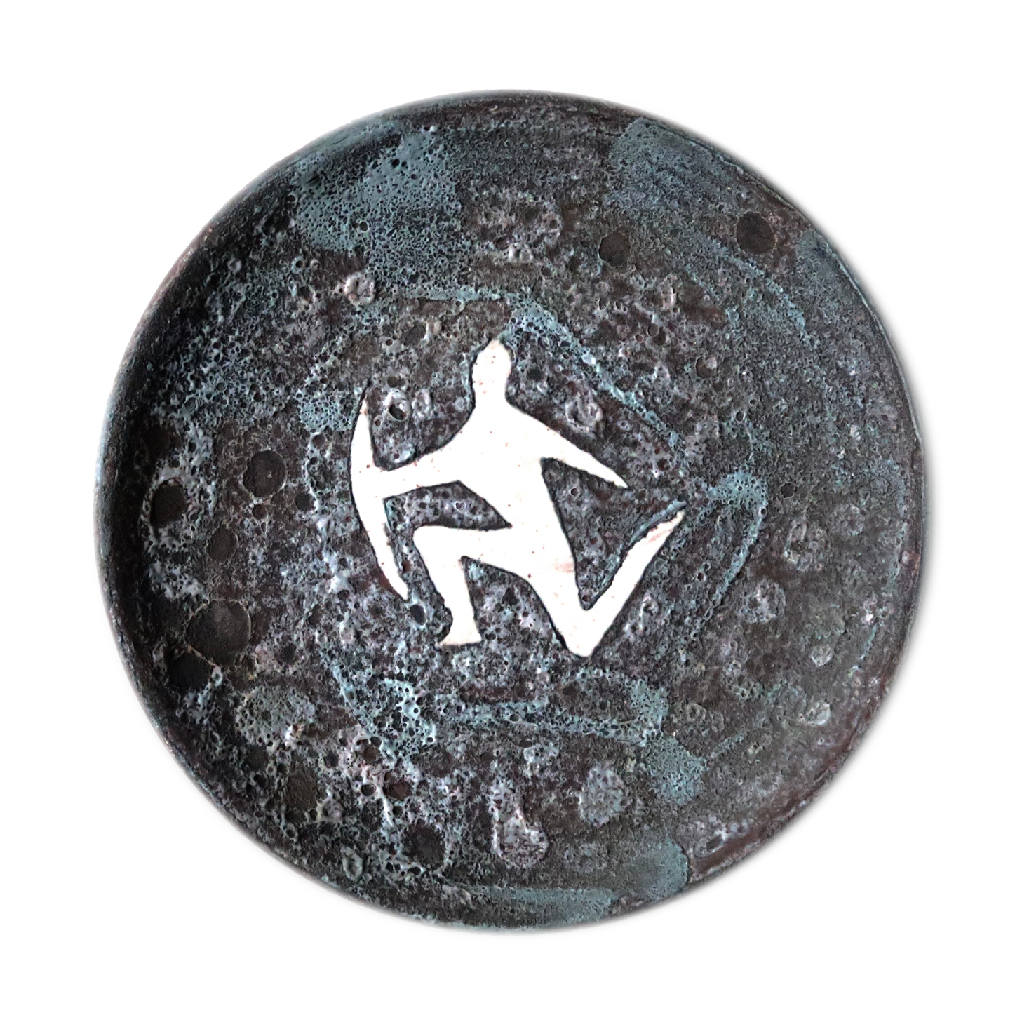 Wall plate in ceramic fat lava, rock decoration, 70s