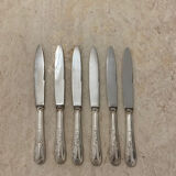Set of 6 large vintage silver metal knives