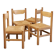 Set of 4 wood and rush chairs, 1970s