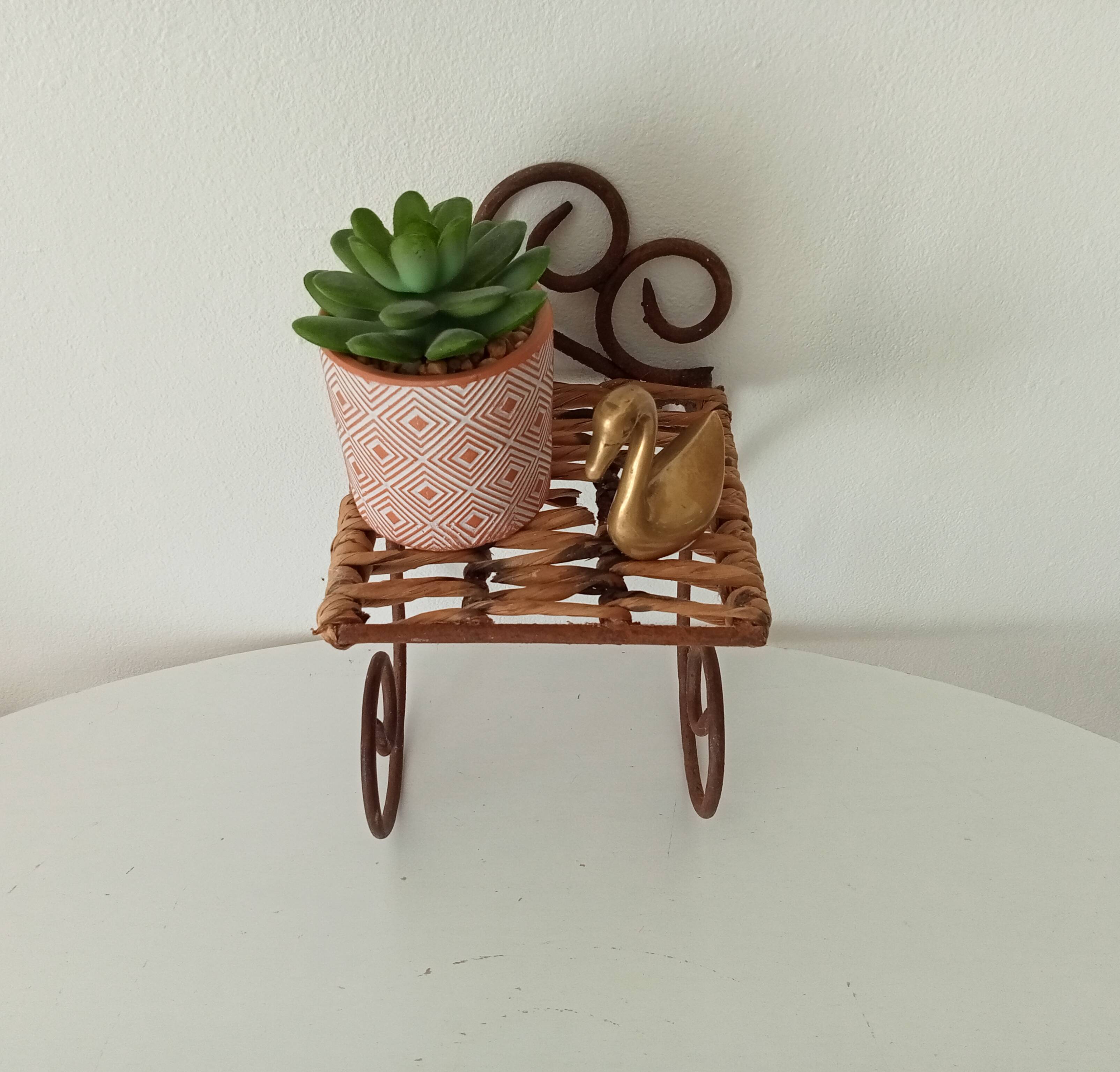 Antique wrought iron wall shelf
