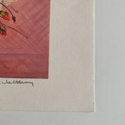 Lithographie originale signée Michel Henry - Bouquet de Coquelicots