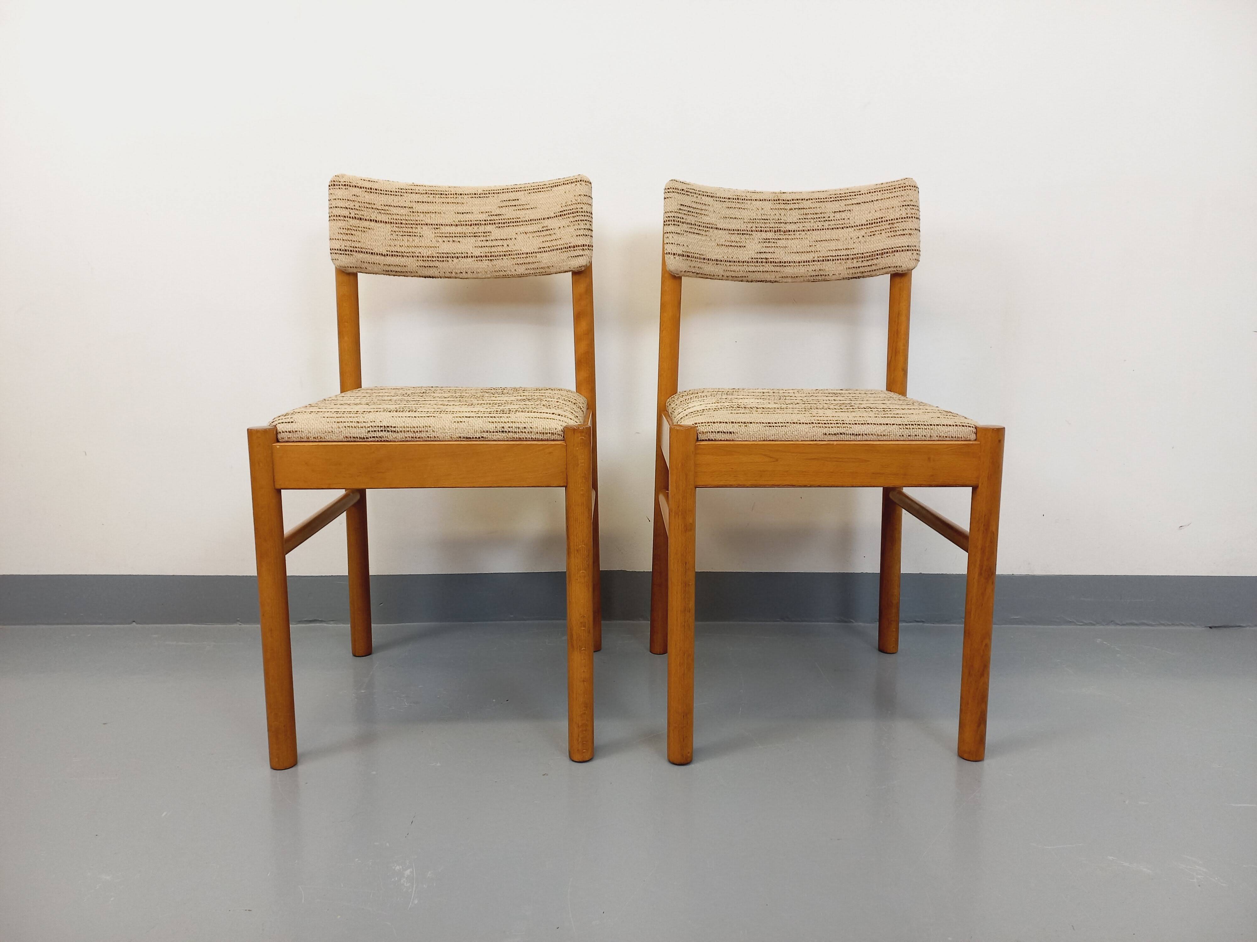 Pair of vintage Baumann chairs in wood and fabric from the 70s