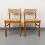 Pair of vintage Baumann chairs in wood and fabric from the 70s