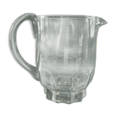 Vintage pink moulded glass water pitcher, 40-50s.