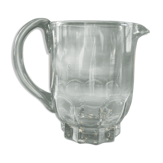 Vintage pink moulded glass water pitcher, 40-50s.