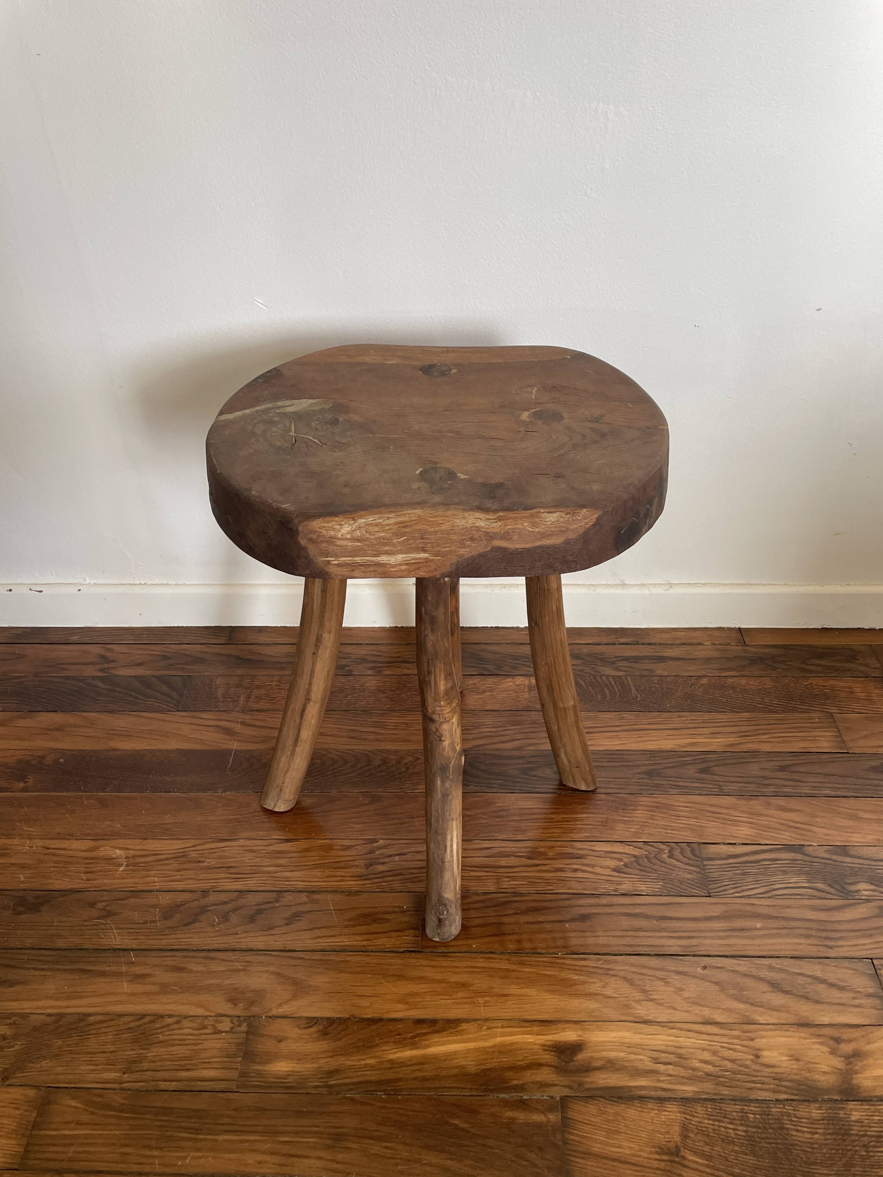Brutalist Wooden Stool