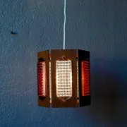 Scandinavian suspension teak pressed glass Wiktor Berndt A-lighting 1960s