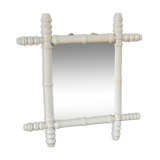 White bamboo effect wooden barber mirror 46 x 31 cm