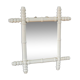 White bamboo effect wooden barber mirror 46 x 31 cm