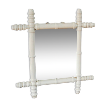 Miroir de barbier en bois effet bambou blanc 46 x 31 cm