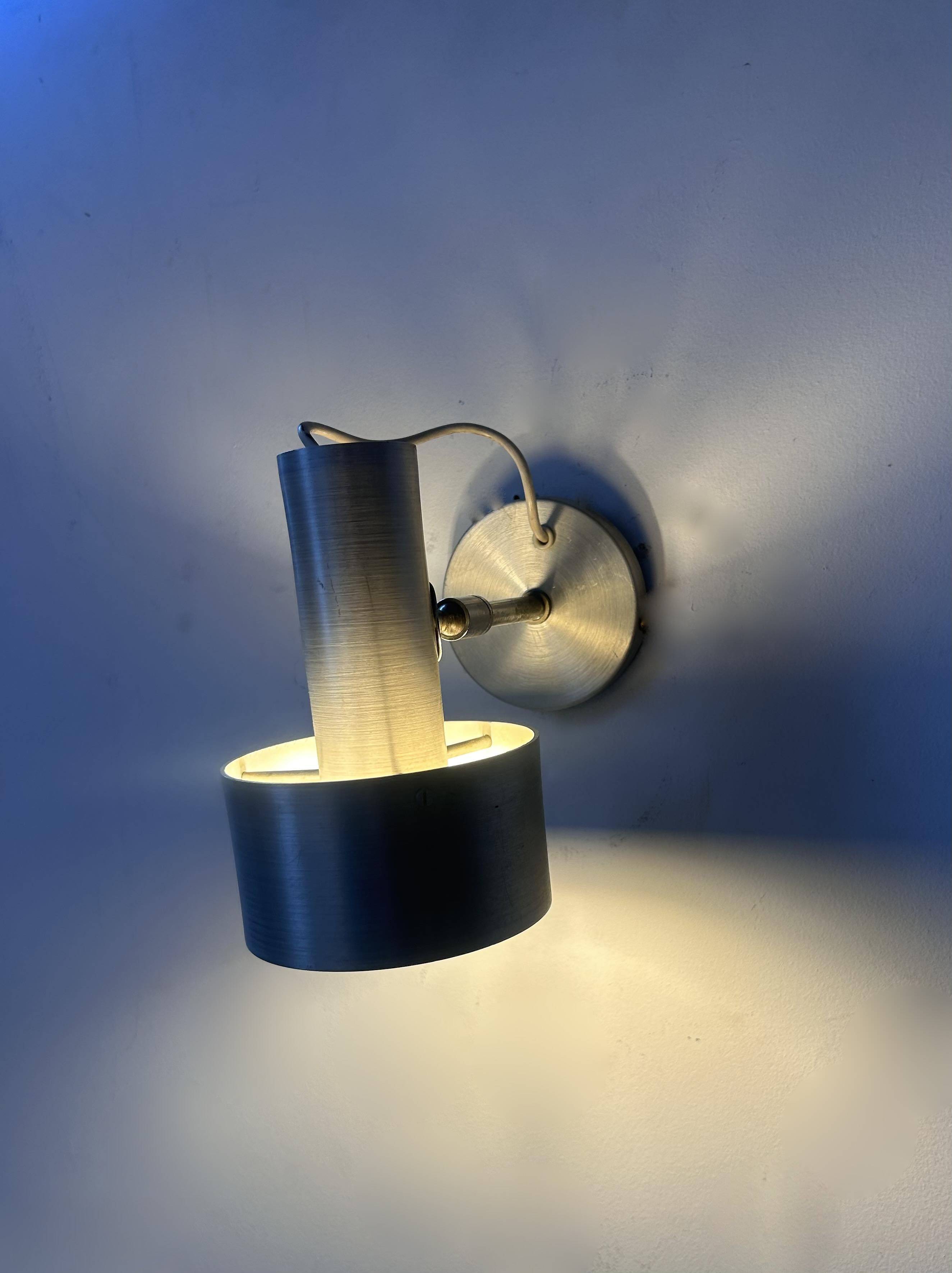 Vintage adjustable wall light, brushed aluminum, France 1970