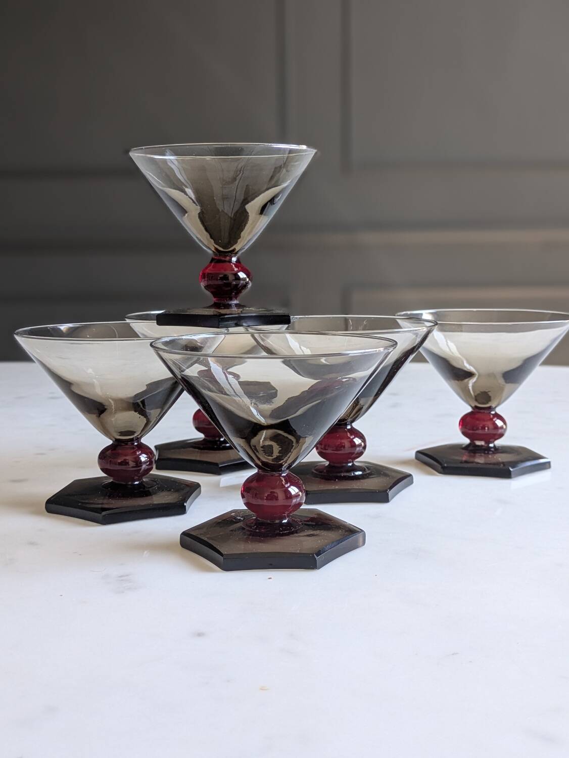 Verres à pied Art Deco verre de Murano